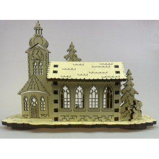 Teelichthalter Weihnachten aus Holz – Kirche 3D